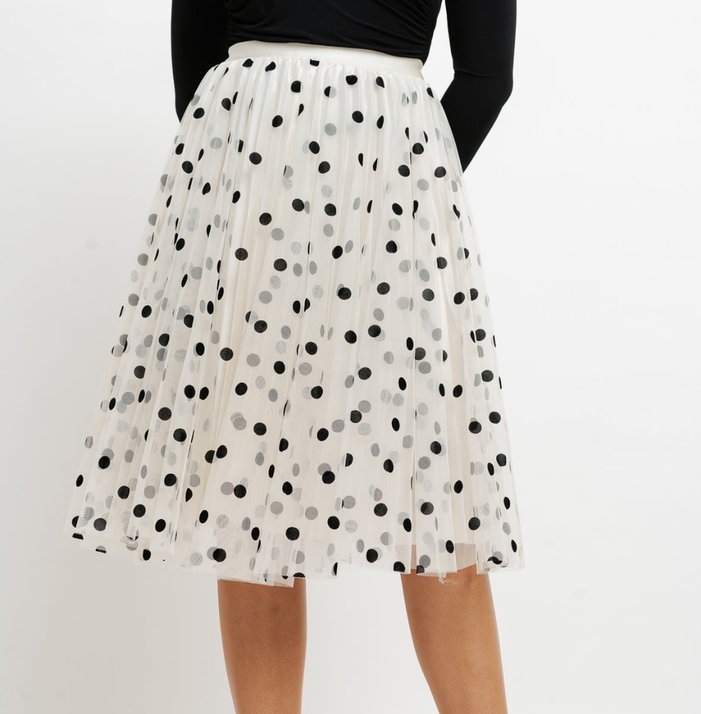 PK Studios White Polka Dot Sheer Skirt